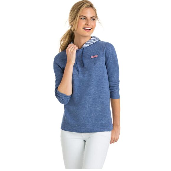 Vineyard Vines Double Faced Heathered Relaxed Hoodie Shep Shirt No Sz Tag - Picture 1 of 13